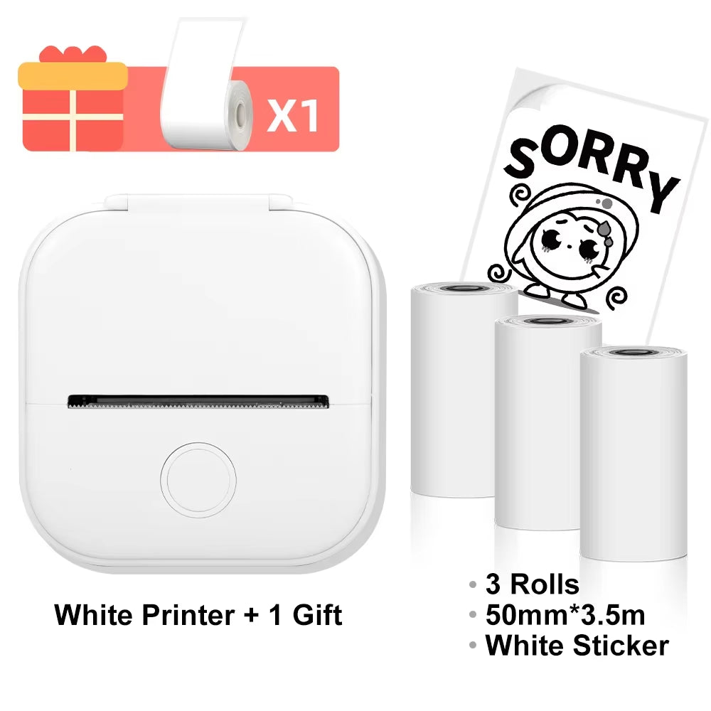 T02 Mini Thermal Printer T02 Sticker Maker Machine Portable Bluetooth Pocket Printer Study Supplies for Photos Notes
