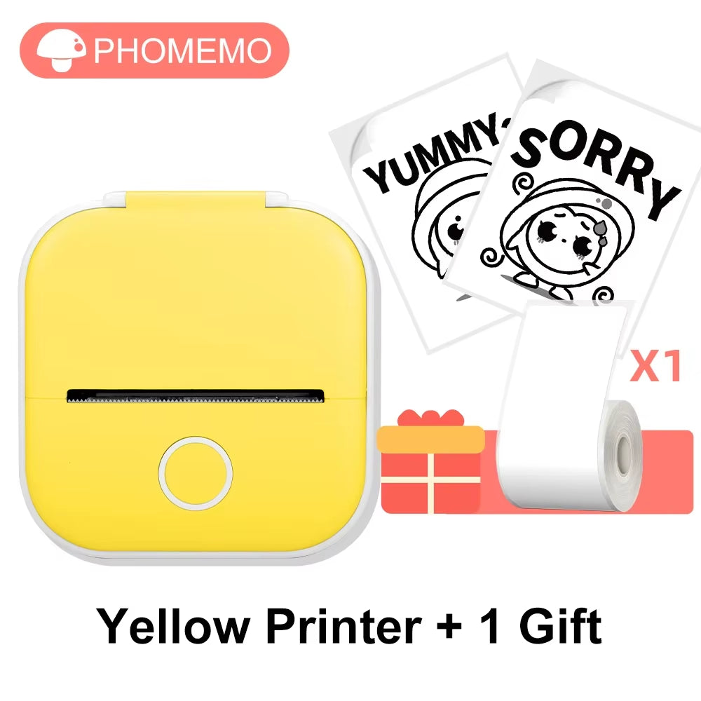 T02 Mini Thermal Printer T02 Sticker Maker Machine Portable Bluetooth Pocket Printer Study Supplies for Photos Notes