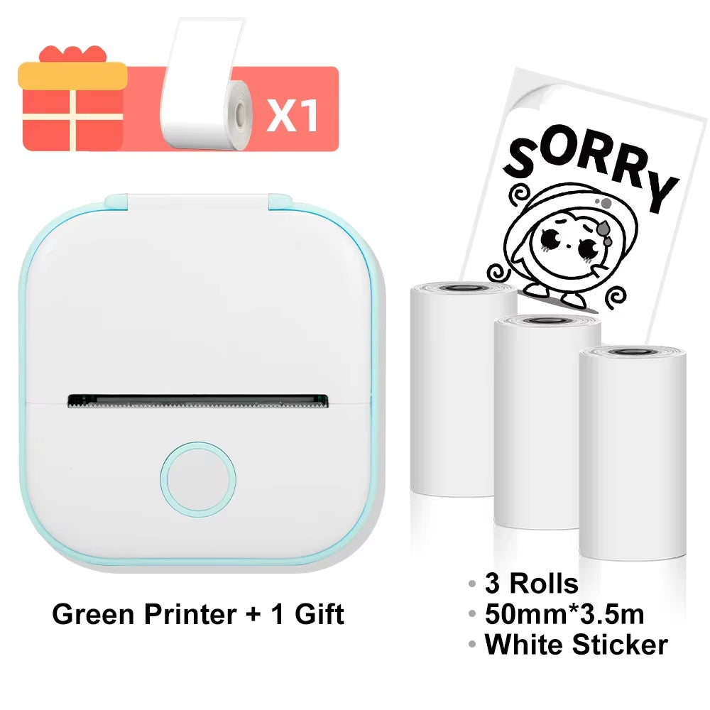 T02 Mini Thermal Printer T02 Sticker Maker Machine Portable Bluetooth Pocket Printer Study Supplies for Photos Notes