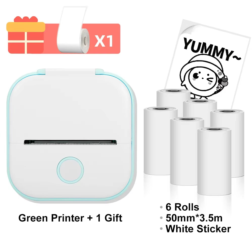 T02 Mini Thermal Printer T02 Sticker Maker Machine Portable Bluetooth Pocket Printer Study Supplies for Photos Notes