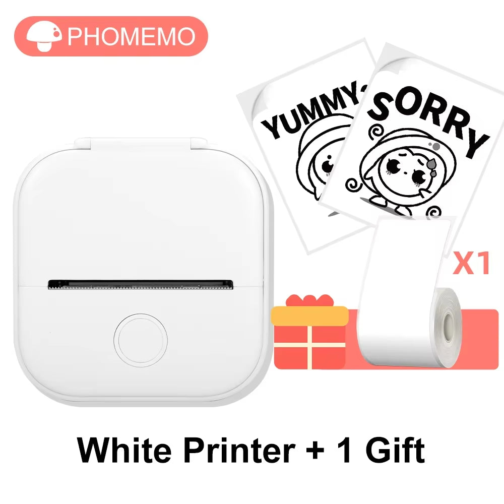 T02 Mini Thermal Printer T02 Sticker Maker Machine Portable Bluetooth Pocket Printer Study Supplies for Photos Notes