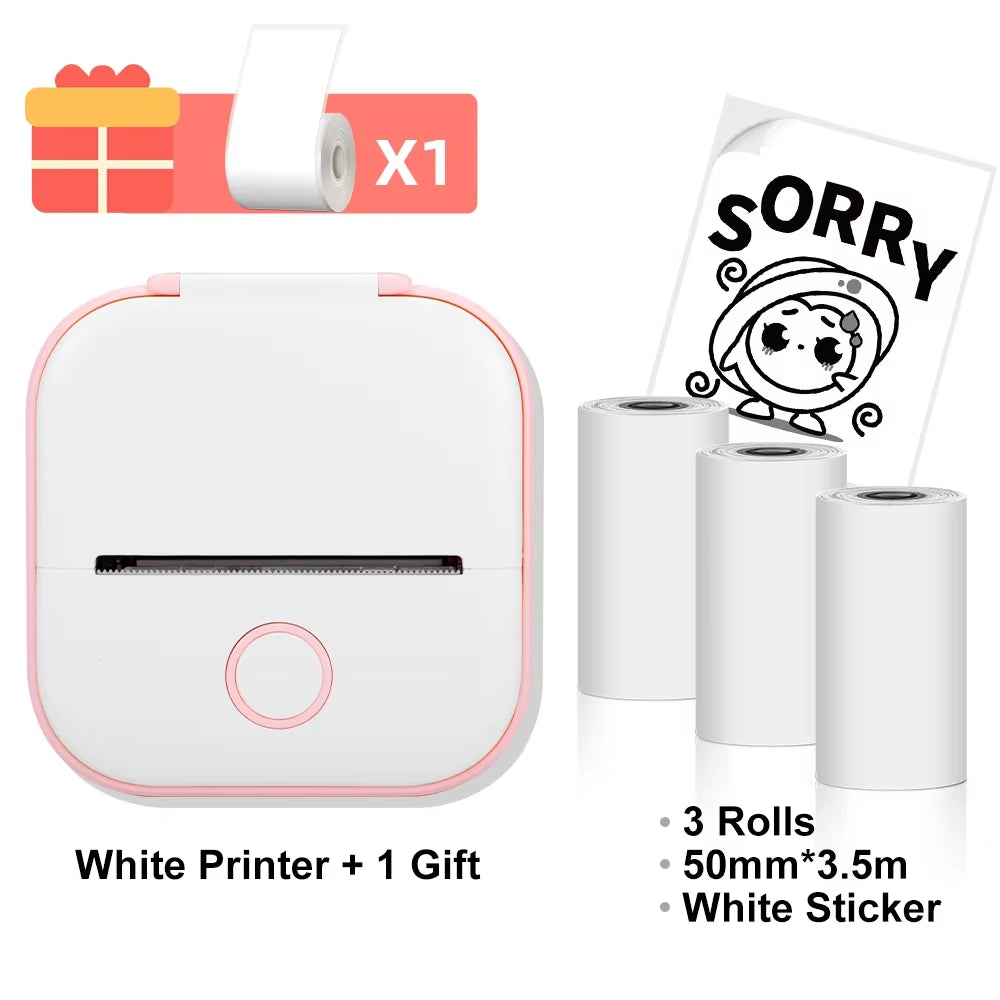 T02 Mini Thermal Printer T02 Sticker Maker Machine Portable Bluetooth Pocket Printer Study Supplies for Photos Notes