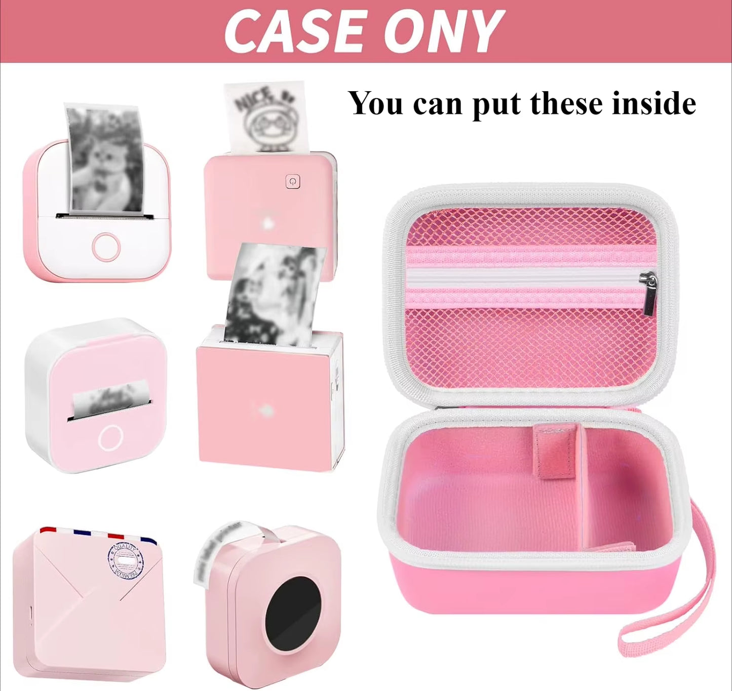 Label Maker Case for Memoking T02/ for Phomemo M02/ M02S/ M02 Pro/ Q30S/ Ponek Mini Pocket Printer, Printer Storage Organizer