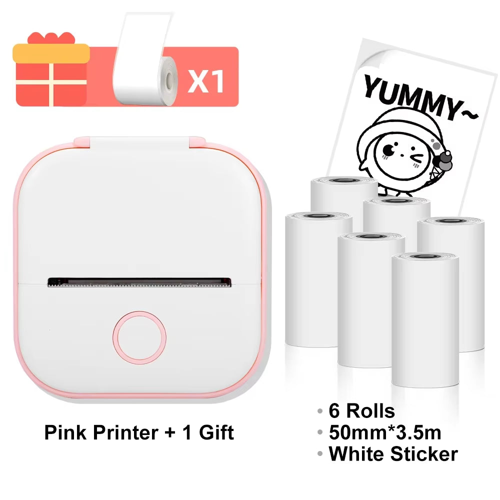 T02 Mini Thermal Printer T02 Sticker Maker Machine Portable Bluetooth Pocket Printer Study Supplies for Photos Notes