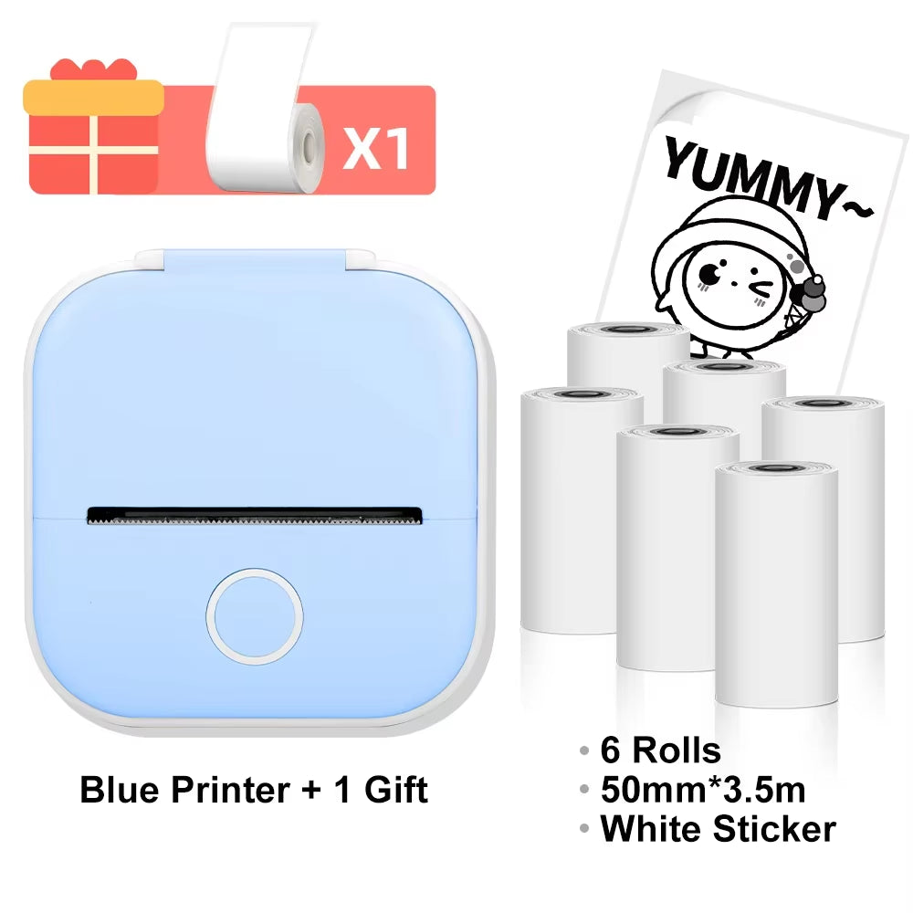 T02 Mini Thermal Printer T02 Sticker Maker Machine Portable Bluetooth Pocket Printer Study Supplies for Photos Notes