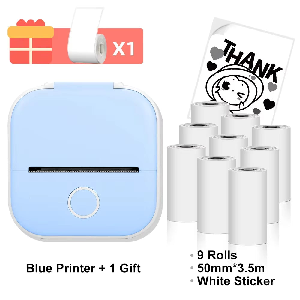 T02 Mini Thermal Printer T02 Sticker Maker Machine Portable Bluetooth Pocket Printer Study Supplies for Photos Notes