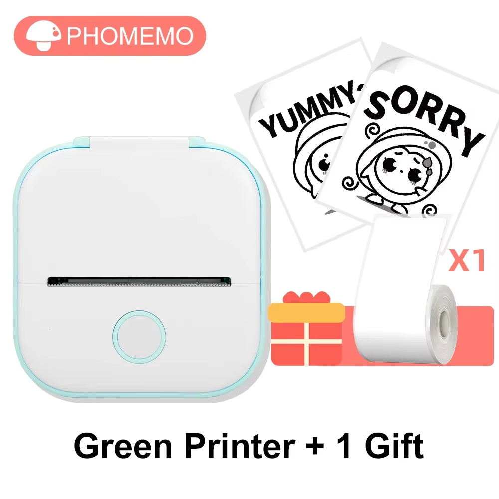 T02 Mini Thermal Printer T02 Sticker Maker Machine Portable Bluetooth Pocket Printer Study Supplies for Photos Notes