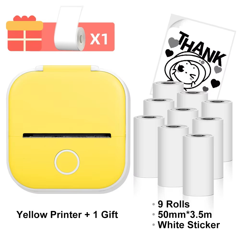 T02 Mini Thermal Printer T02 Sticker Maker Machine Portable Bluetooth Pocket Printer Study Supplies for Photos Notes