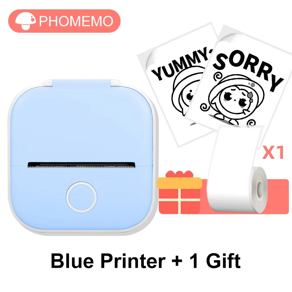T02 Mini Thermal Printer T02 Sticker Maker Machine Portable Bluetooth Pocket Printer Study Supplies for Photos Notes