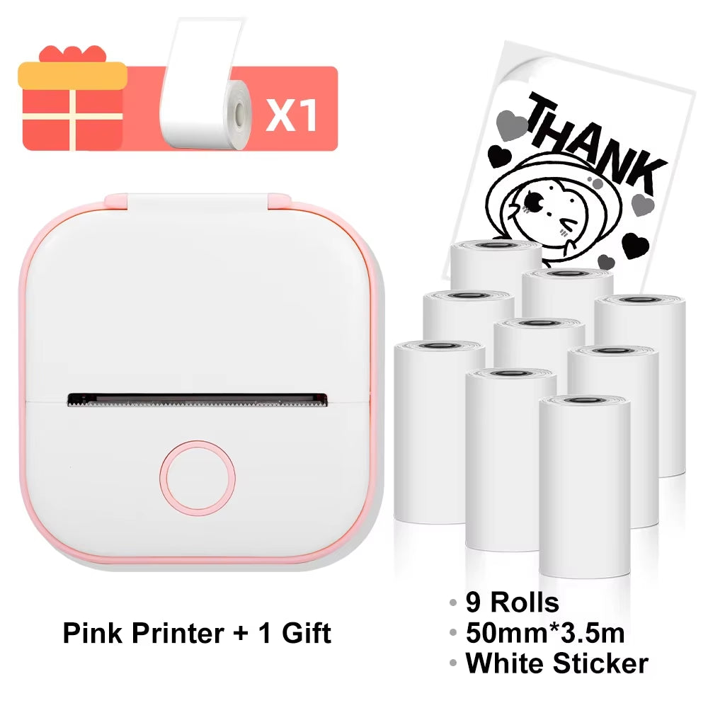 T02 Mini Thermal Printer T02 Sticker Maker Machine Portable Bluetooth Pocket Printer Study Supplies for Photos Notes