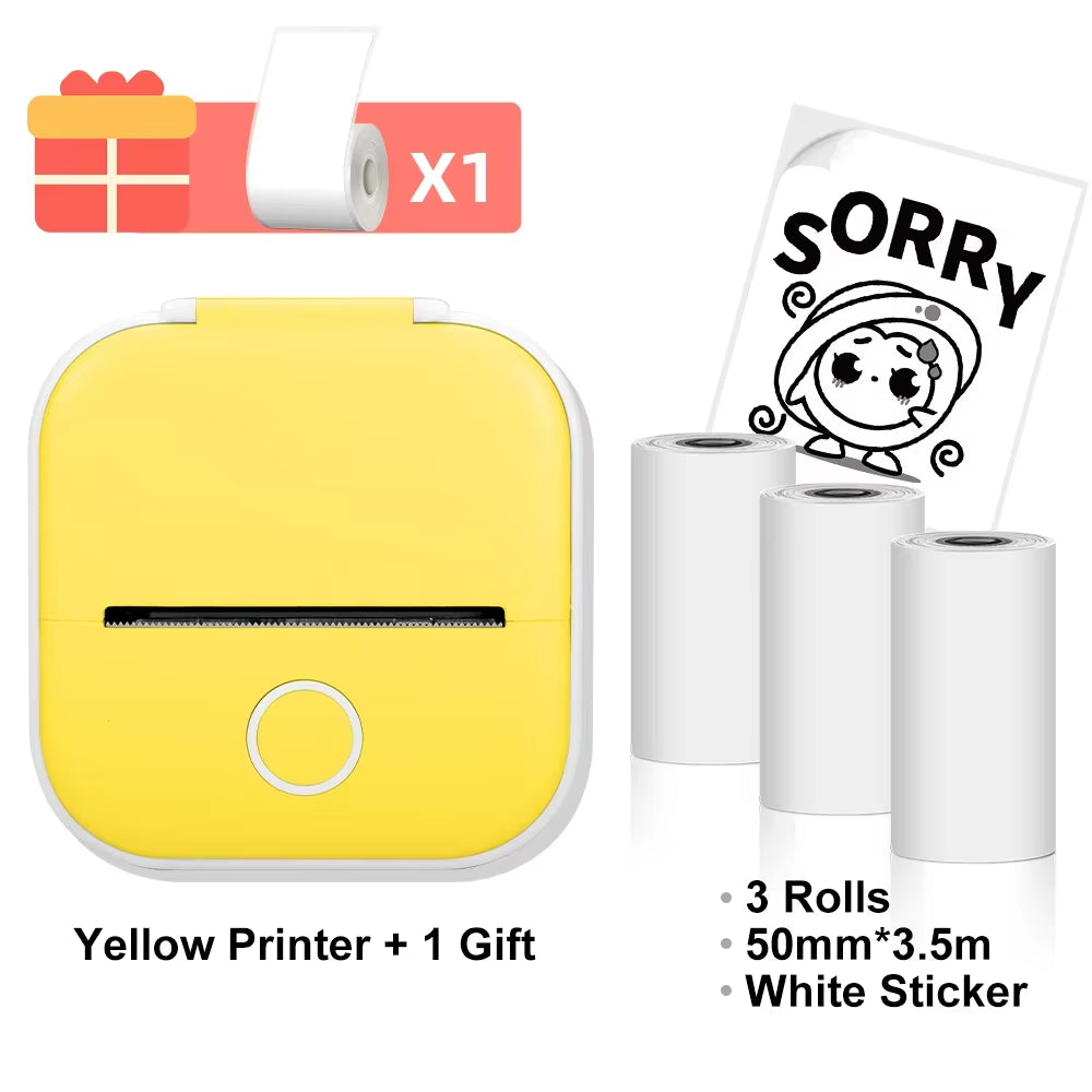 T02 Mini Thermal Printer T02 Sticker Maker Machine Portable Bluetooth Pocket Printer Study Supplies for Photos Notes