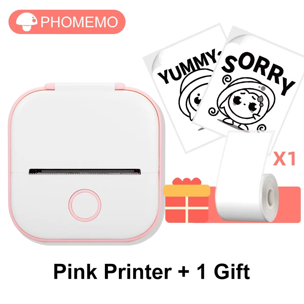 T02 Mini Thermal Printer T02 Sticker Maker Machine Portable Bluetooth Pocket Printer Study Supplies for Photos Notes