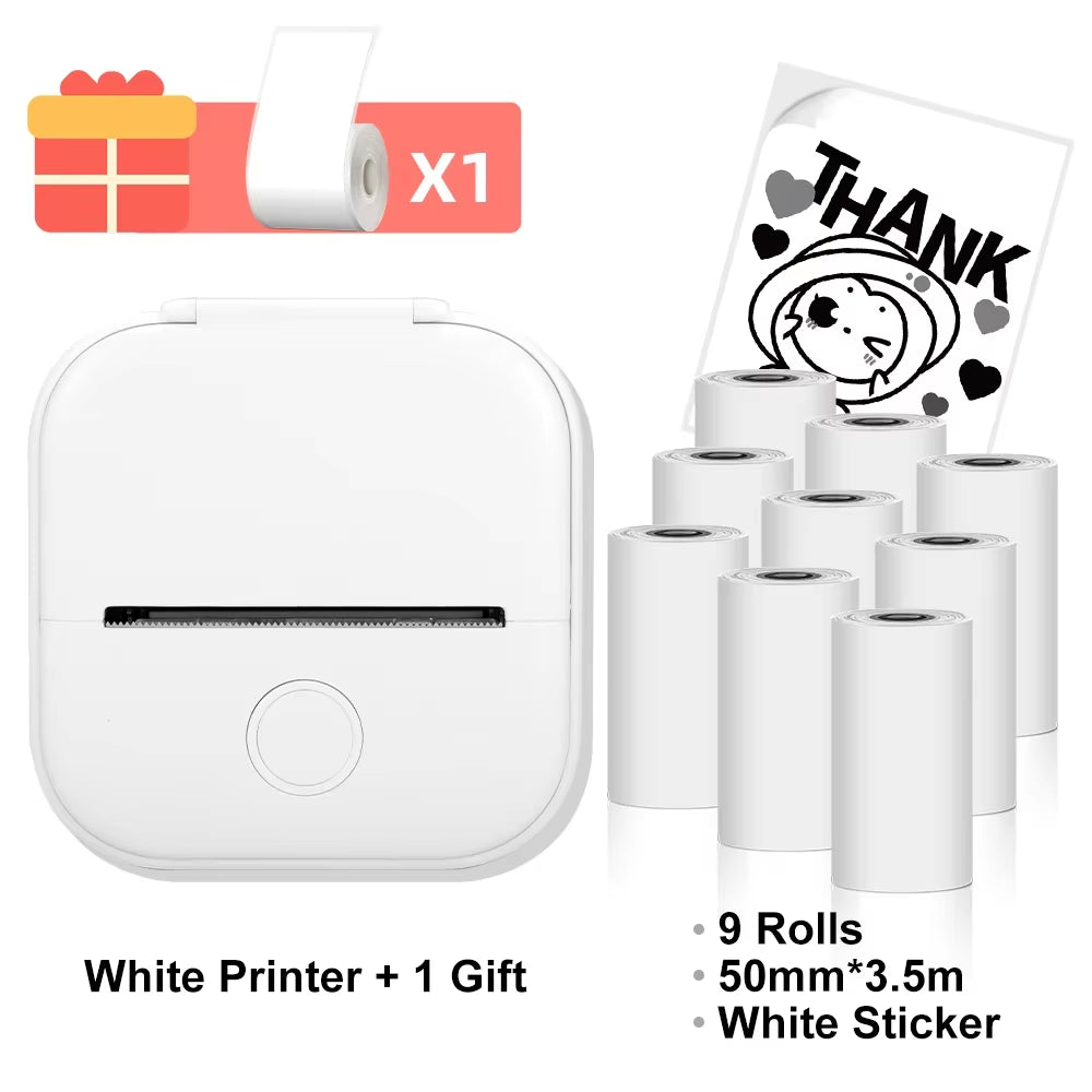 T02 Mini Thermal Printer T02 Sticker Maker Machine Portable Bluetooth Pocket Printer Study Supplies for Photos Notes