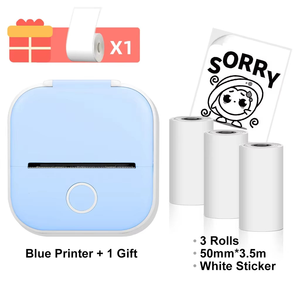 T02 Mini Thermal Printer T02 Sticker Maker Machine Portable Bluetooth Pocket Printer Study Supplies for Photos Notes