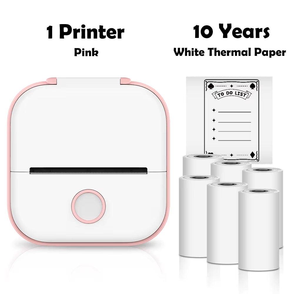 T02 Mini Thermal Printer T02 Sticker Maker Machine Portable Bluetooth Pocket Printer Study Supplies for Photos Notes