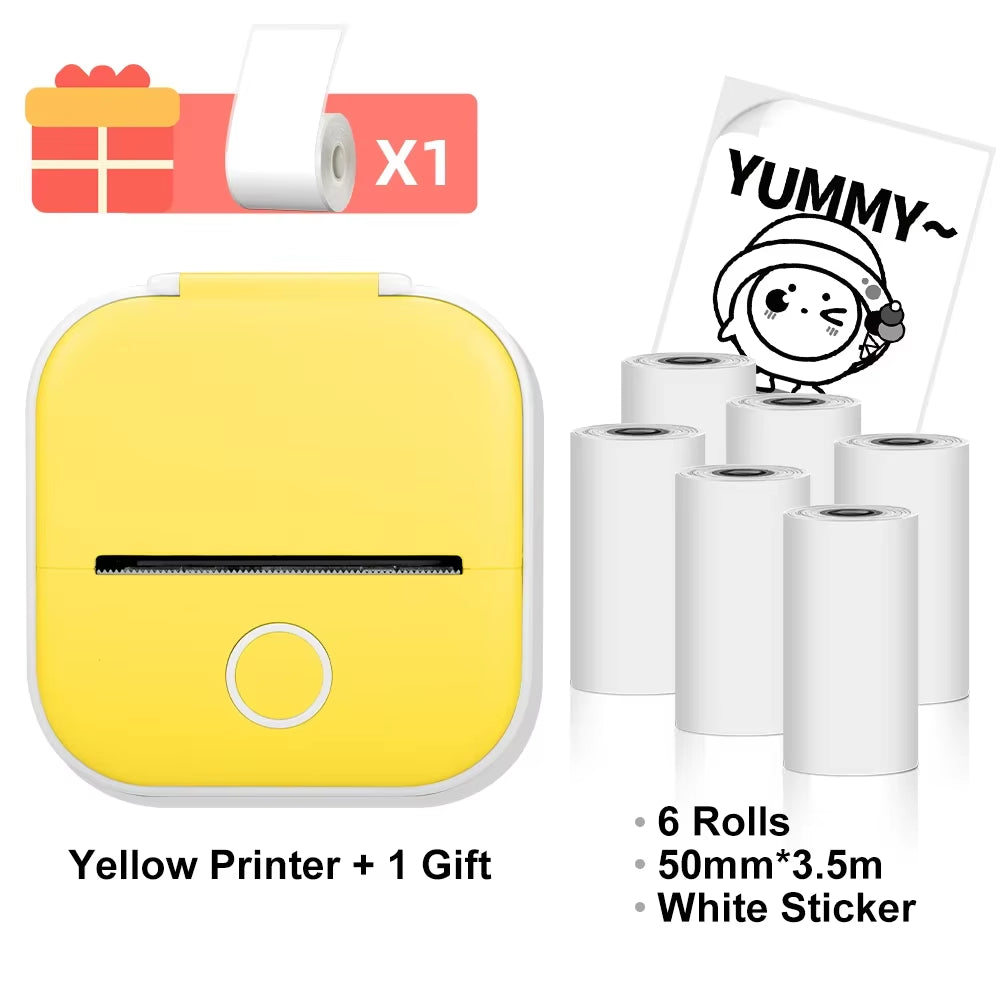 T02 Mini Thermal Printer T02 Sticker Maker Machine Portable Bluetooth Pocket Printer Study Supplies for Photos Notes
