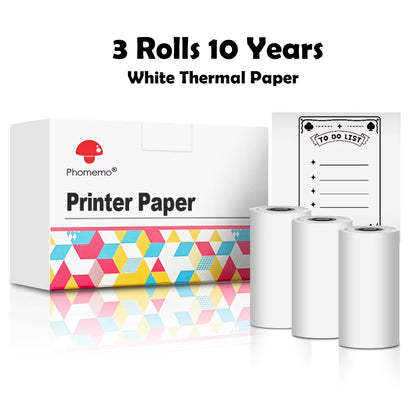Thermal Paper for T02/M02X Portable Printer Self-Adheisve Labels Sticky Fit DIY Photo Texts Study Notes 53Mm Printing