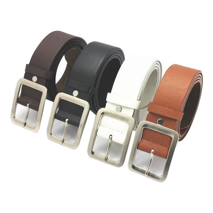 2025 Square Pin Buckles Belts Men Silver Buckle Leather Belts for Jeans Retro Wild Belts for Men Waistbands Students Strap