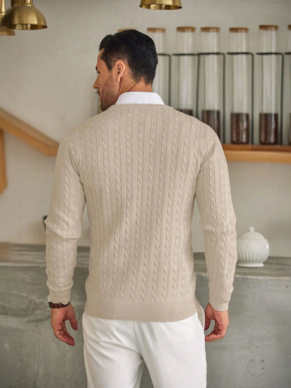 Men Solid Cable Knit Sweater