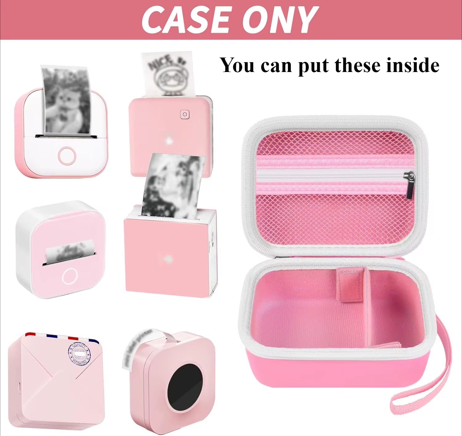 Label Maker Case for Memoking T02/ for Phomemo M02/ M02S/ M02 Pro/ Q30S/ Ponek Mini Pocket Printer, Printer Storage Organizer